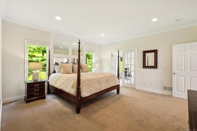 7 Wyndemere Unit 7, Avon, CT 06001 - bedroom featuring multiple windows, ornamental molding, light colored carpet, baseboards, and recessed lighting