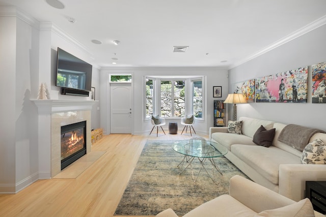 442 Main Ave Unit 18 B6, Norwalk, CT 06851 - living area with ornamental molding, wood finished floors, a premium fireplace, and baseboards