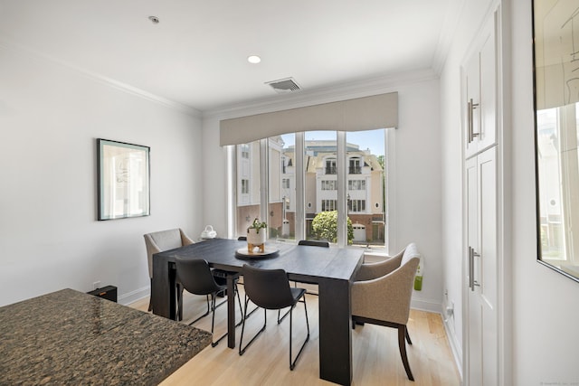 442 Main Ave Unit 18 B6, Norwalk, CT 06851 - dining room featuring light wood-style floors, ornamental molding, baseboards, and recessed lighting
