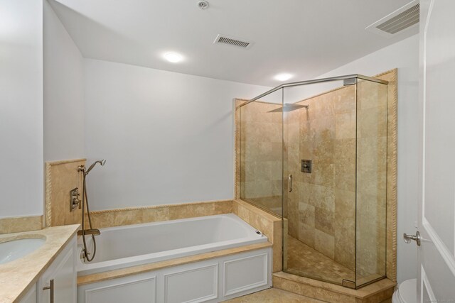 442 Main Ave Unit 18 B6, Norwalk, CT 06851 - full bath featuring a bath, a shower stall, vanity, and toilet