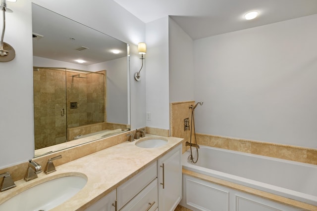 442 Main Ave Unit 18 B6, Norwalk, CT 06851 - bathroom featuring a bath, a stall shower, and double vanity