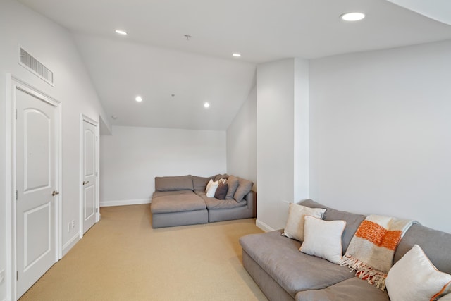 442 Main Ave Unit 18 B6, Norwalk, CT 06851 - living area with lofted ceiling, carpet floors, recessed lighting, and baseboards