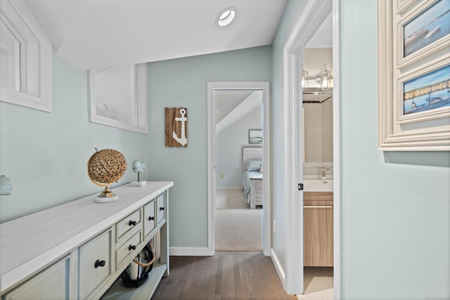 233 Front St Unit 3, New Haven, CT 06513 - bathroom featuring vanity, wood finished floors, and baseboards