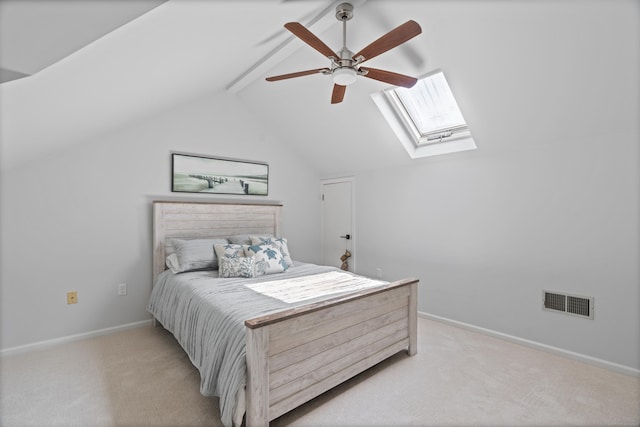 233 Front St Unit 3, New Haven, CT 06513 - bedroom with a skylight, light colored carpet, ceiling fan, and baseboards