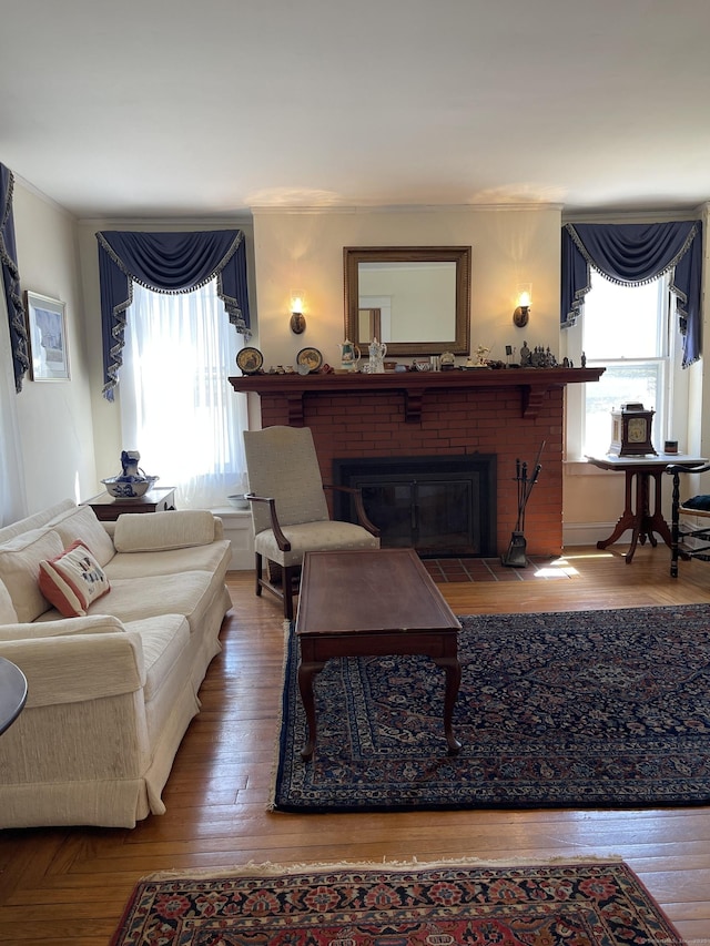 674 Williams St, New London, CT 06320 - living area with a fireplace and wood-type flooring