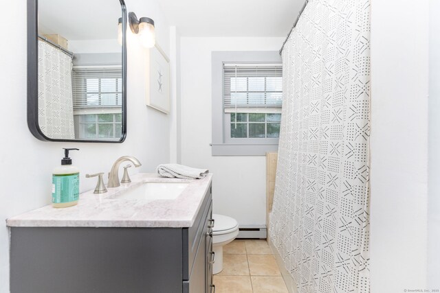 2 Middle Ln, Simsbury, CT 06070 - full bath featuring a baseboard heating unit, vanity, plenty of natural light, and toilet