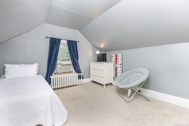 2 Middle Ln, Simsbury, CT 06070 - carpeted bedroom with radiator, lofted ceiling, and baseboards