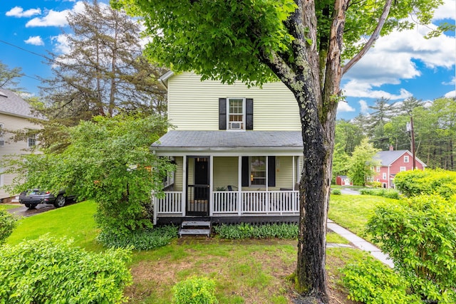 2 Middle Ln, Simsbury, CT 06070 - view of front of property with a porch and a front lawn