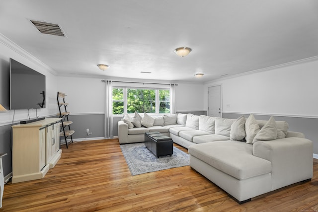 15 Ridgewood Dr, Monroe, CT 06468 - living room featuring ornamental molding, light wood-style floors, and baseboards