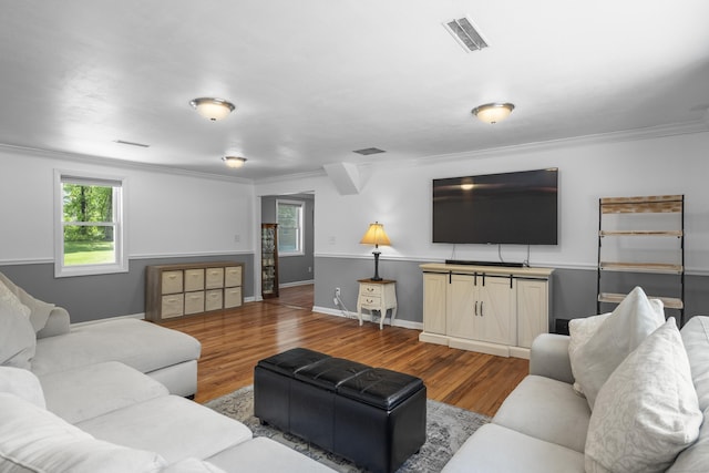 15 Ridgewood Dr, Monroe, CT 06468 - living room featuring wood finished floors, ornamental molding, and baseboards