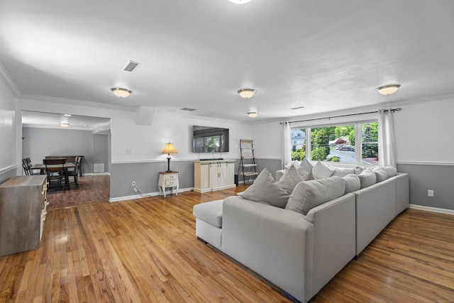 15 Ridgewood Dr, Monroe, CT 06468 - living room with ornamental molding, wood finished floors, and baseboards
