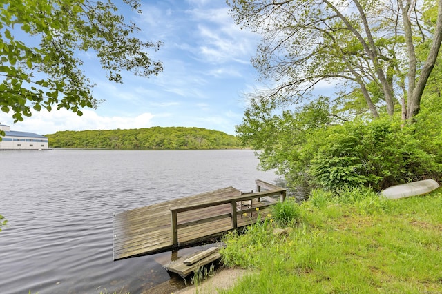 2 Lakeview Cir E, Lyme, CT 06357 - dock area featuring a water view and a wooded view
