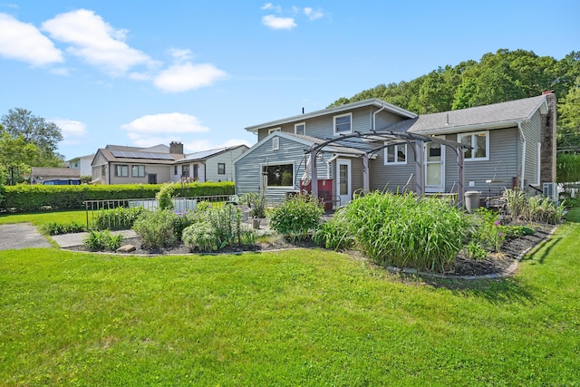 101 Rosengarten Dr, Waterbury, CT 06704 - view of front of house with a pergola and a front lawn
