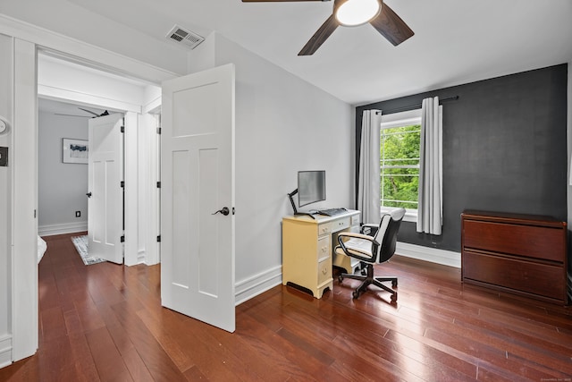 135 Poplar Dr, Cheshire, CT 06410 - office with ceiling fan, wood-type flooring, and baseboards