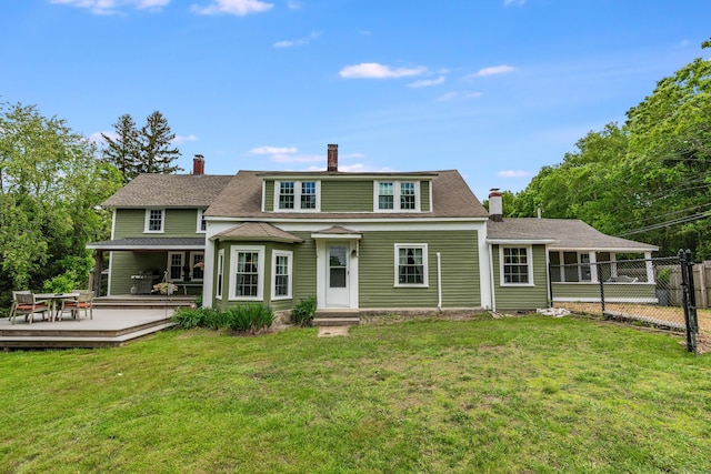 538 Scotland Rd, Norwich, CT 06360 - rear view of property featuring a chimney and a deck
