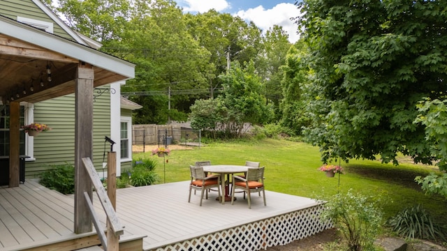 538 Scotland Rd, Norwich, CT 06360 - wooden deck featuring a yard and outdoor dining space