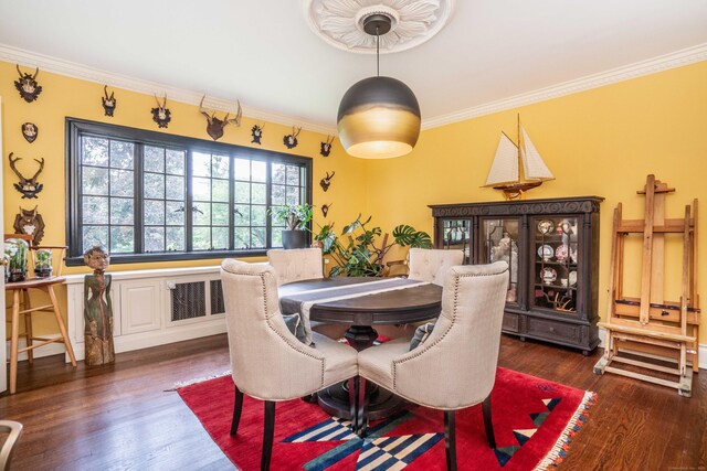 182 Fern St Apt 4, West Hartford, CT 06119 - dining room with dark wood finished floors and crown molding