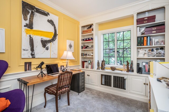 182 Fern St Apt 4, West Hartford, CT 06119 - office space with ornamental molding, light carpet, and a decorative wall