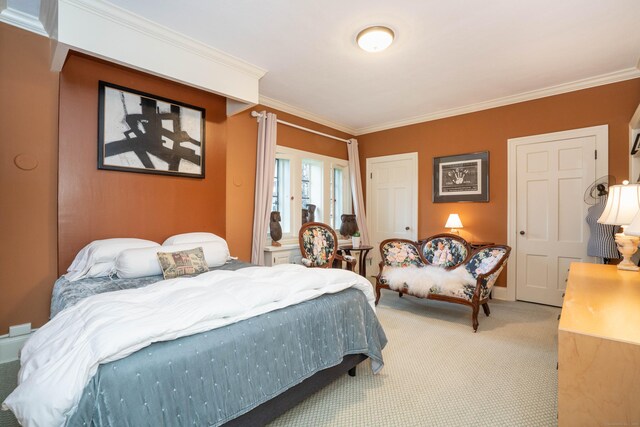 182 Fern St Apt 4, West Hartford, CT 06119 - bedroom featuring light colored carpet and crown molding