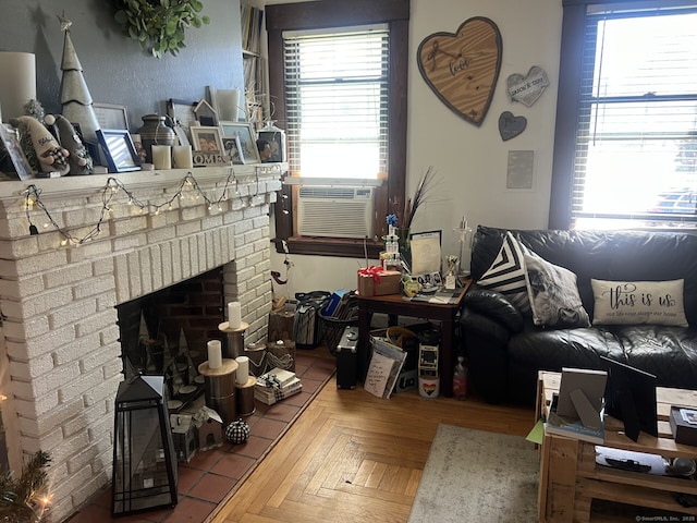 66 Seymour Ave, Derby, CT 06418 - living room with cooling unit and a fireplace