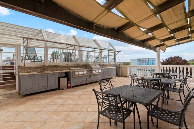 461 Bank St Unit 410, New London, CT 06320 - view of patio with a pergola, a sink, and outdoor dining area