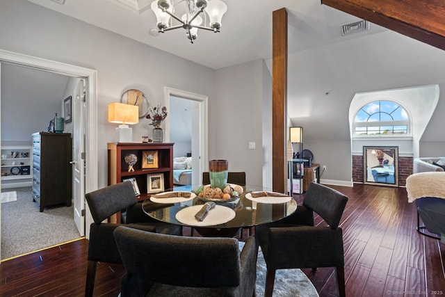461 Bank St Unit 410, New London, CT 06320 - dining room with a chandelier, dark wood finished floors, and baseboards