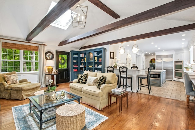 19 Pheasant Ridge Rd, Redding, CT 06896 - living area with recessed lighting, a skylight, and light wood-type flooring