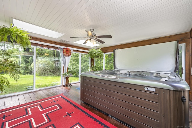 18 Grey Fox Trl, Woodbury, CT 06798 - sunroom / solarium featuring a jacuzzi and ceiling fan