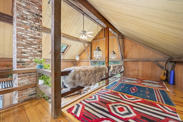 18 Grey Fox Trl, Woodbury, CT 06798 - bedroom with wooden walls, hardwood / wood-style flooring, and wood ceiling