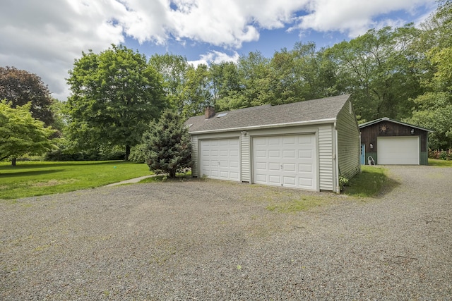 18 Grey Fox Trl, Woodbury, CT 06798 - detached garage featuring view of wooded area