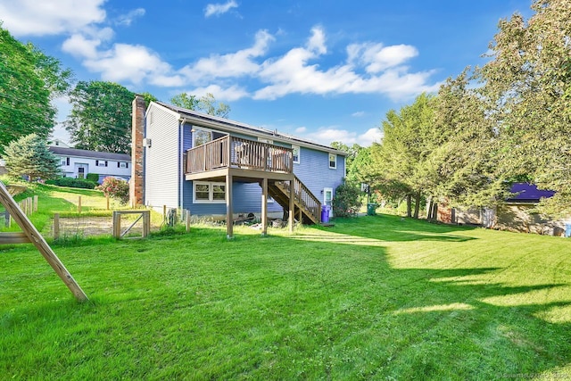 278 High St, Bristol, CT 06010 - rear view of house with a deck, stairway, and a chimney