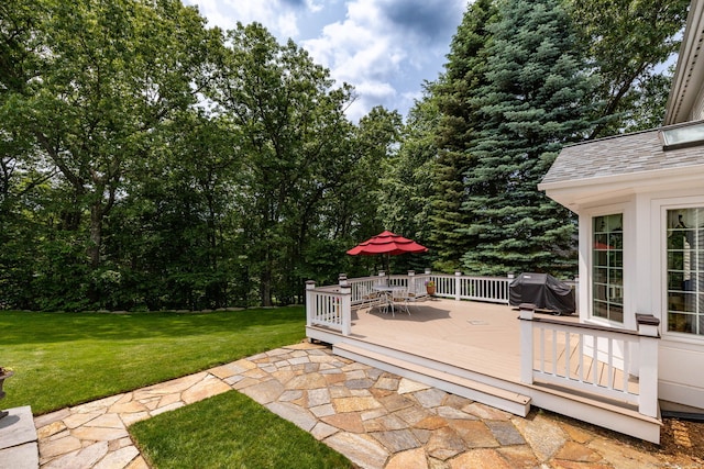 66 Great Pond Rd, Glastonbury, CT 06073 - view of patio with area for grilling, outdoor dining space, and a wooden deck