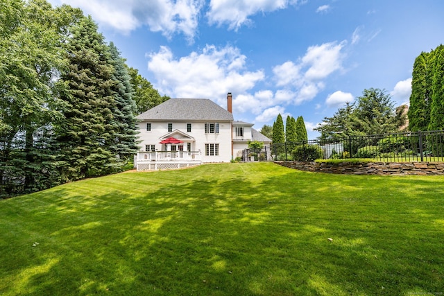 66 Great Pond Rd, Glastonbury, CT 06073 - rear view of house with a chimney and a deck
