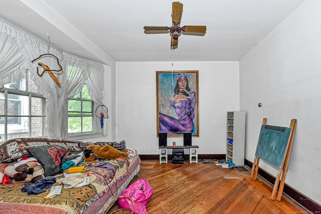 400 E Ave, Bridgeport, CT 06610 - bedroom featuring wood-type flooring, baseboards, and ceiling fan