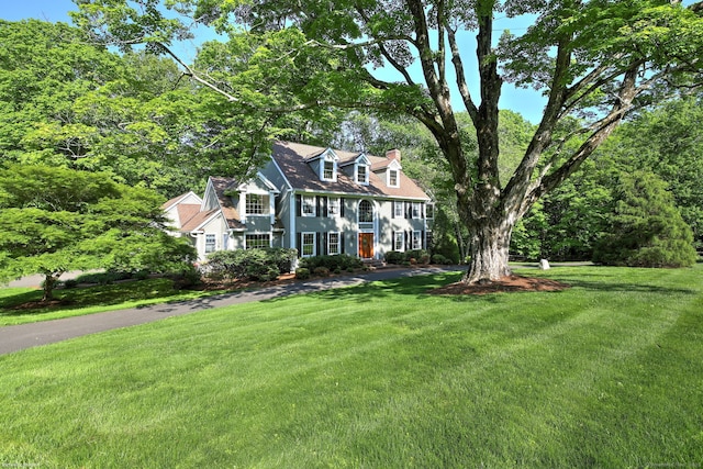 16 Black Rock Tpke, Redding, CT 06896 - view of front of house with a front yard and a chimney