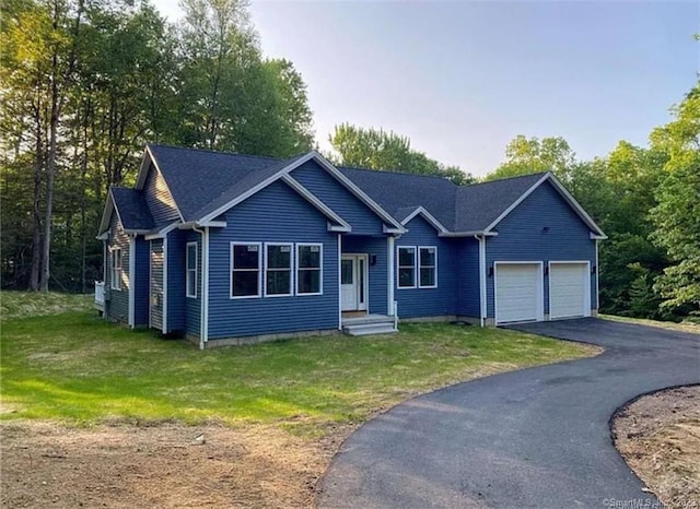 LOT5 Ratlum Mountain Rd, Barkhamsted, CT 06063 - ranch-style house featuring asphalt driveway, a garage, and a front lawn