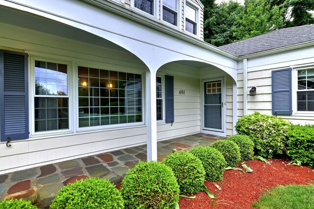 691 Buttonball Rd, Orange, CT 06477 - doorway to property with covered porch