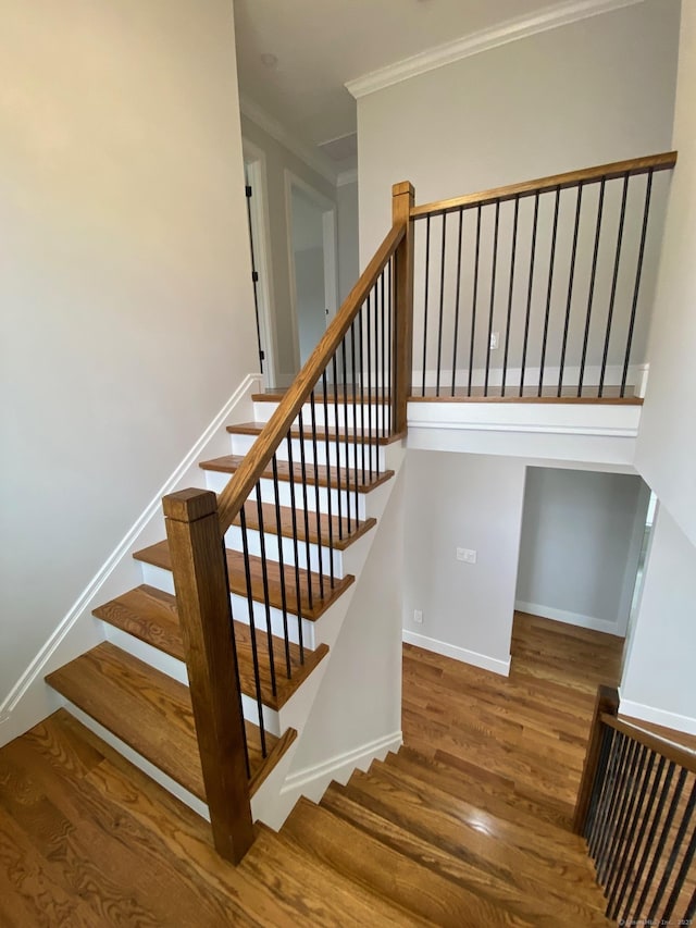 285 Alba Ave, Bridgeport, CT 06606 - stairs with wood finished floors and crown molding