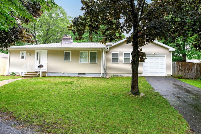 92 Blakeslee Ave, North Haven, CT 06473 - single story home featuring a chimney, an attached garage, and asphalt driveway