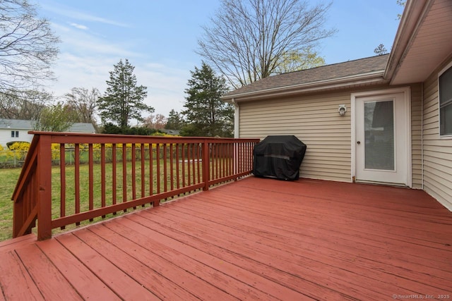 92 Blakeslee Ave, North Haven, CT 06473 - wooden terrace with area for grilling and a yard