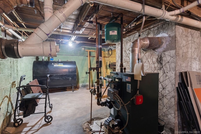 92 Blakeslee Ave, North Haven, CT 06473 - unfinished basement featuring oil tank and a heating unit