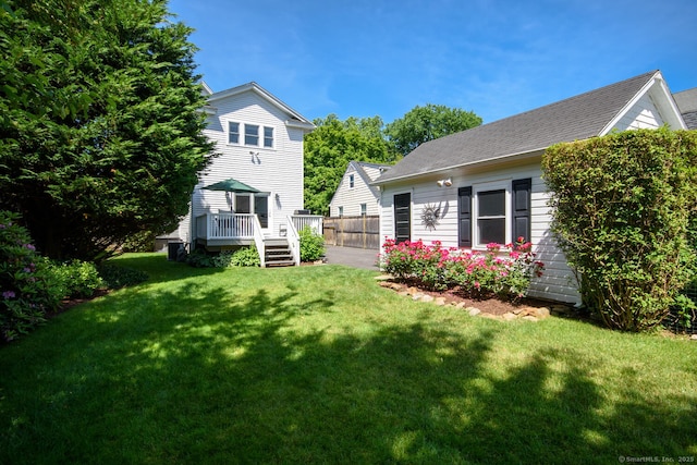 10 Fairfield Ave, Darien, CT 06820 - view of green lawn featuring a wooden deck