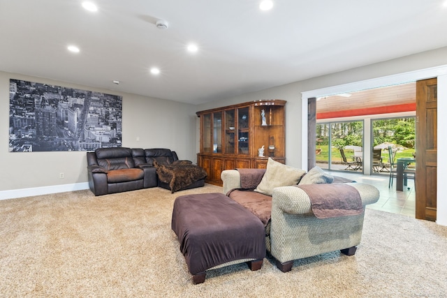 254 Haley Rd, Groton, CT 06355 - carpeted living area featuring recessed lighting