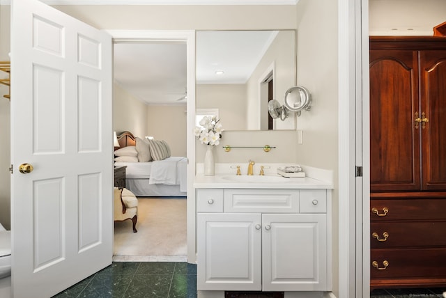 129 Brookmere Dr, Fairfield, CT 06824 - ensuite bathroom featuring vanity, tile patterned flooring, and crown molding