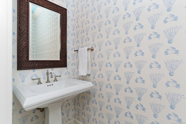 13 Witch Ln, Norwalk, CT 06853 - bathroom featuring wallpapered walls and a sink