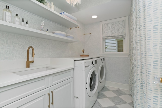 13 Witch Ln, Norwalk, CT 06853 - washroom with washer and clothes dryer, cabinet space, and baseboards