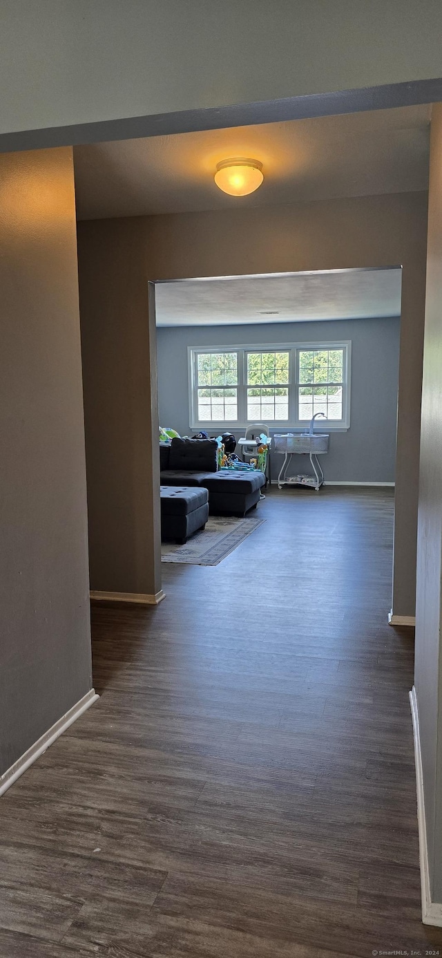 50 Greenhouse Rd Unit 41C, Bridgeport, CT 06606 - hallway featuring dark wood-type flooring, plenty of natural light, and baseboards
