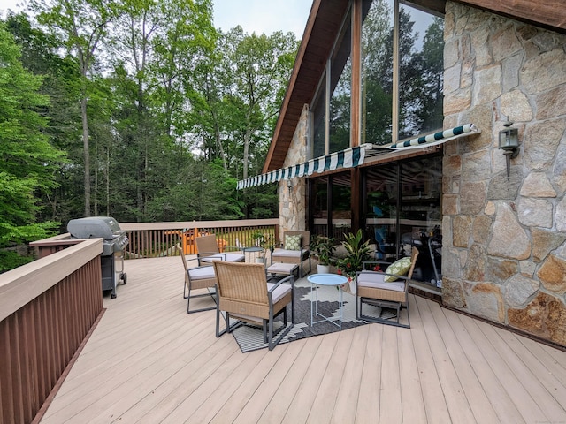21 Holiday Point Rd, Sherman, CT 06784 - wooden terrace featuring grilling area and an outdoor living space