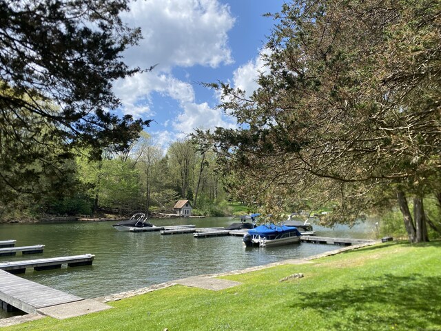 21 Holiday Point Rd, Sherman, CT 06784 - dock area featuring a water view and a yard