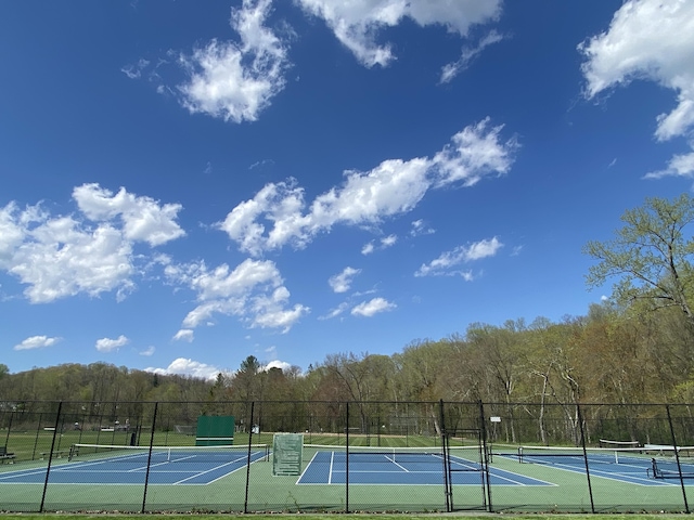 21 Holiday Point Rd, Sherman, CT 06784 - view of tennis court featuring a wooded view